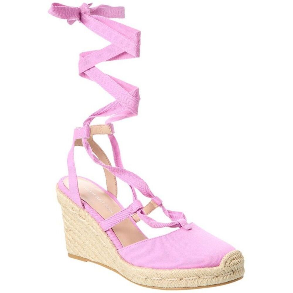 NWT + box, Stuart Weitzman Altdup Canvas Espadrille Wedge Sandal Lilac 8B